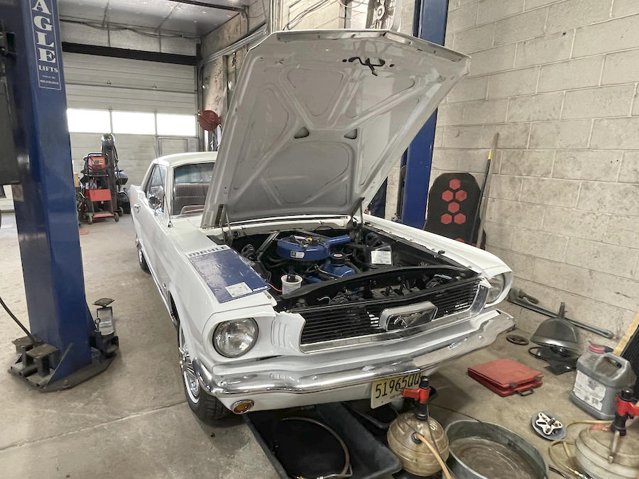 Cassic Mustang being serviced